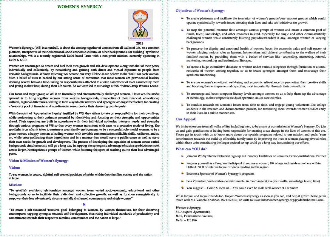 AACCI has entered into colloboration with Women's Synergy