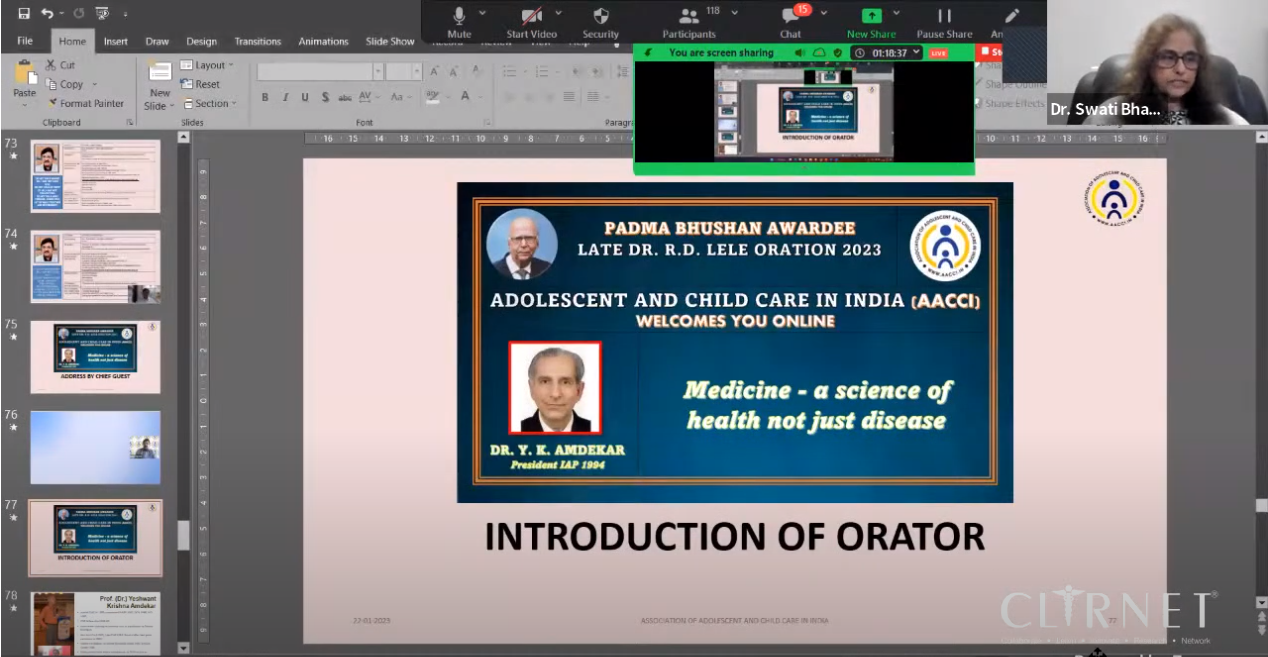 AACCI Padmabhushan Awardee Dr. R. D. Lele Oration 2023.