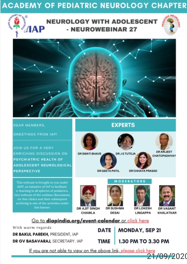 Neurology with adolescent – Neurowebinar 27