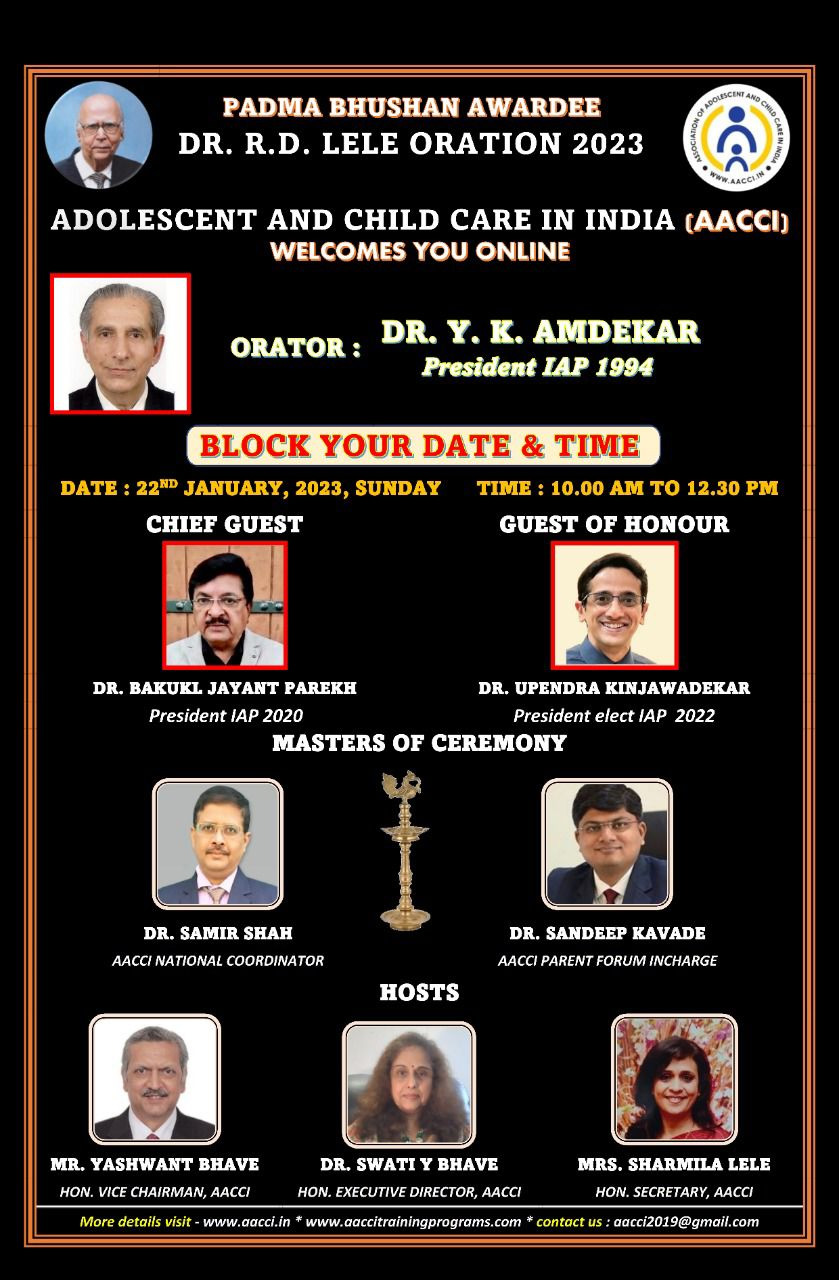 AACCI Padmabhushan Awardee Dr. R. D. Lele Oration 2023.